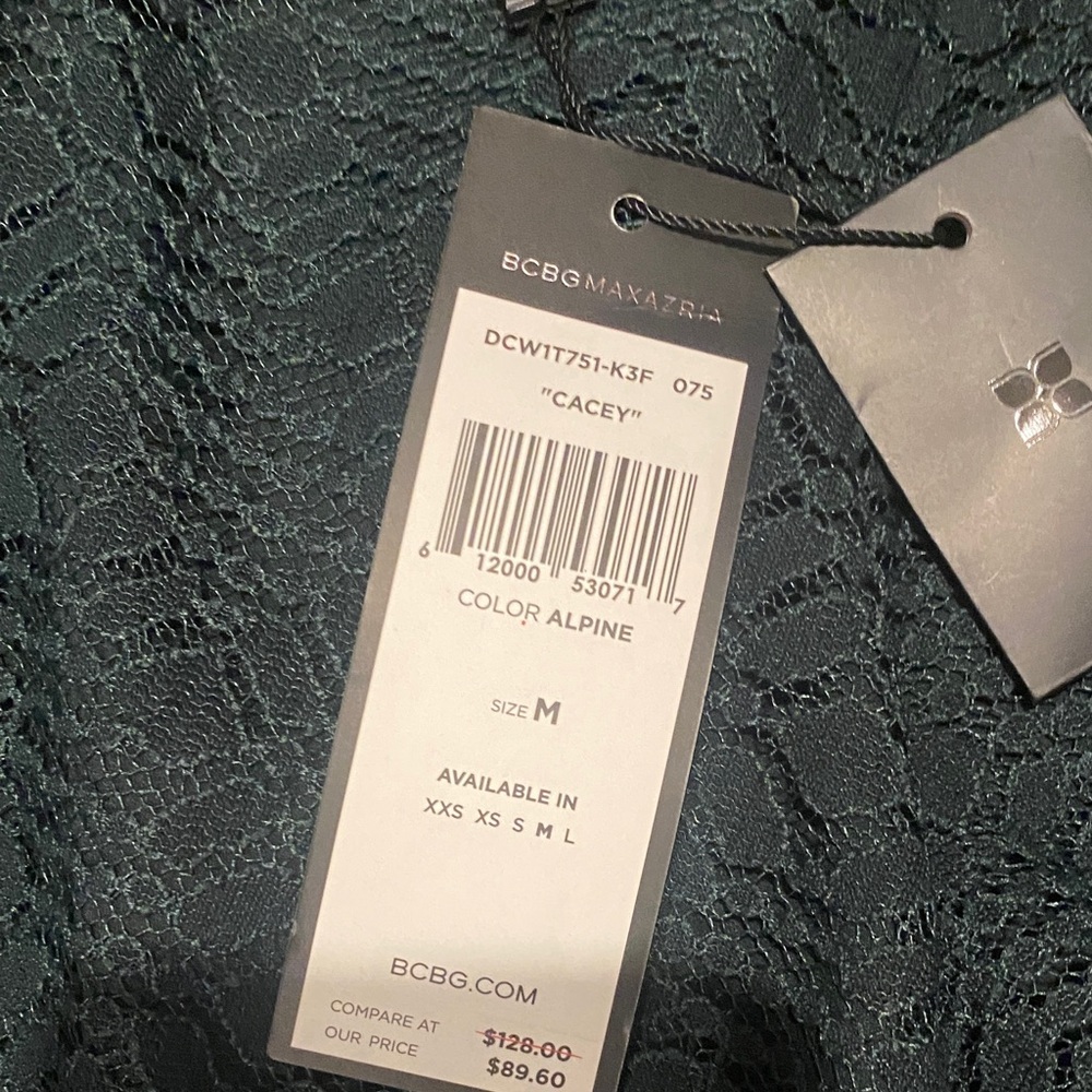 BCBGMaxAzria Dark Green Lace Blouse - Picture 2 of 3